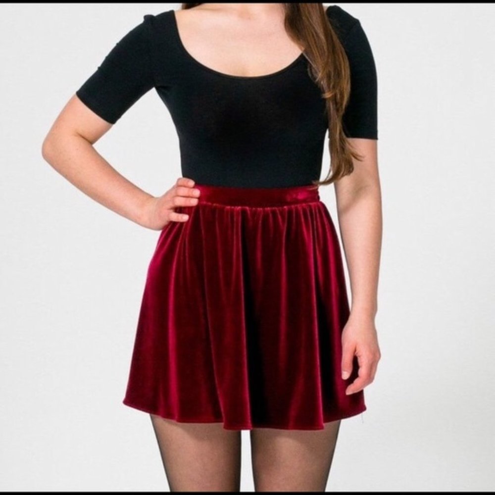 Maroon Velvet American Apparel Skirt